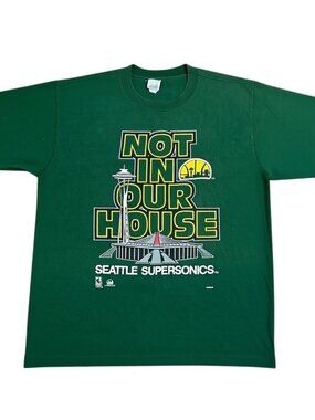Seattle Supersonics 1994 Playoffs "Not in Our House" T-Shirt Size Large